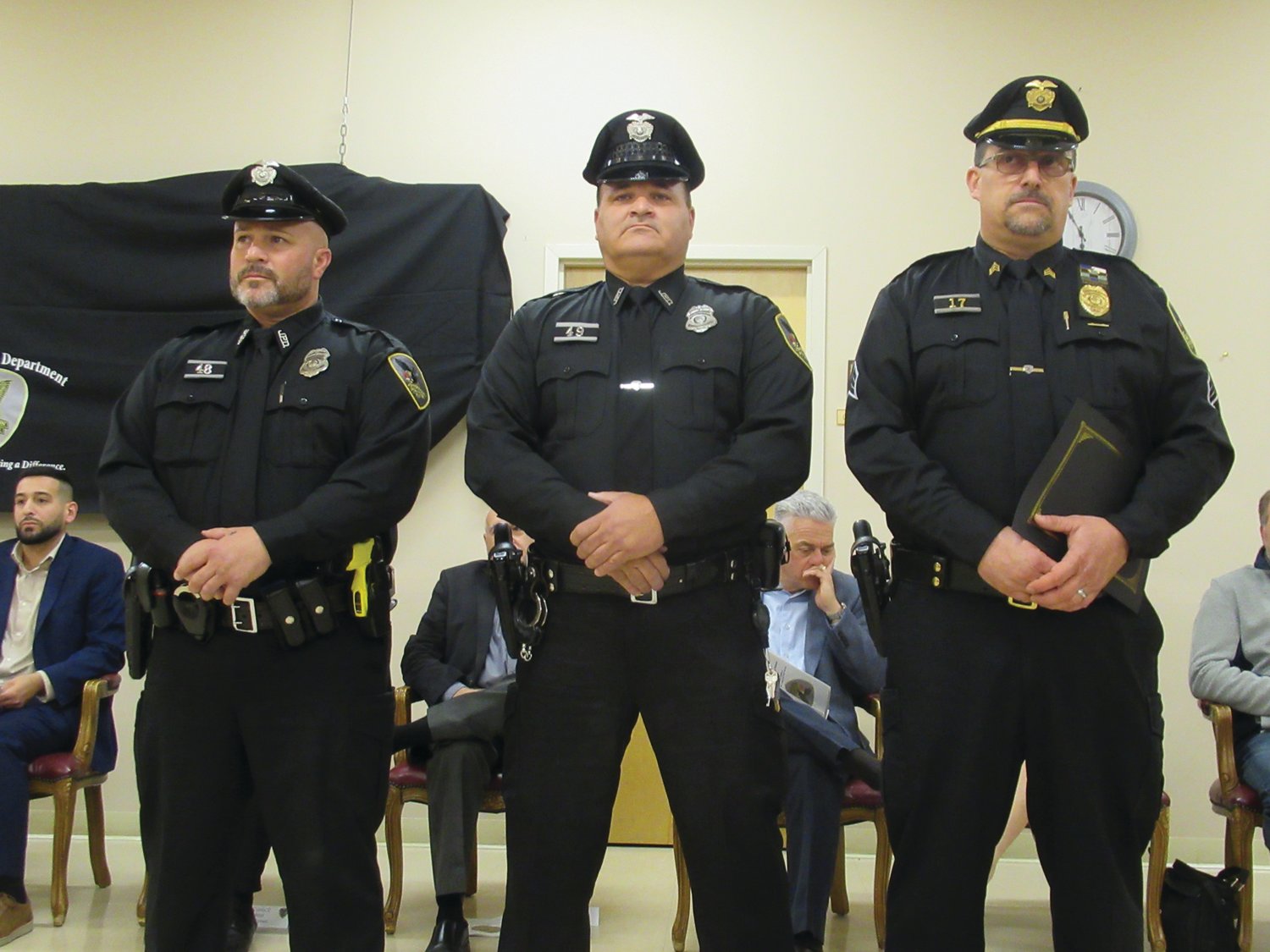 TERRIFIC TRIBUTE: Those JPD officers who were honored with the Letter of Recognition Awards were Patrolmen Mario Menella and Edward Gonsalves and Sgt. Joseph Scichilone.